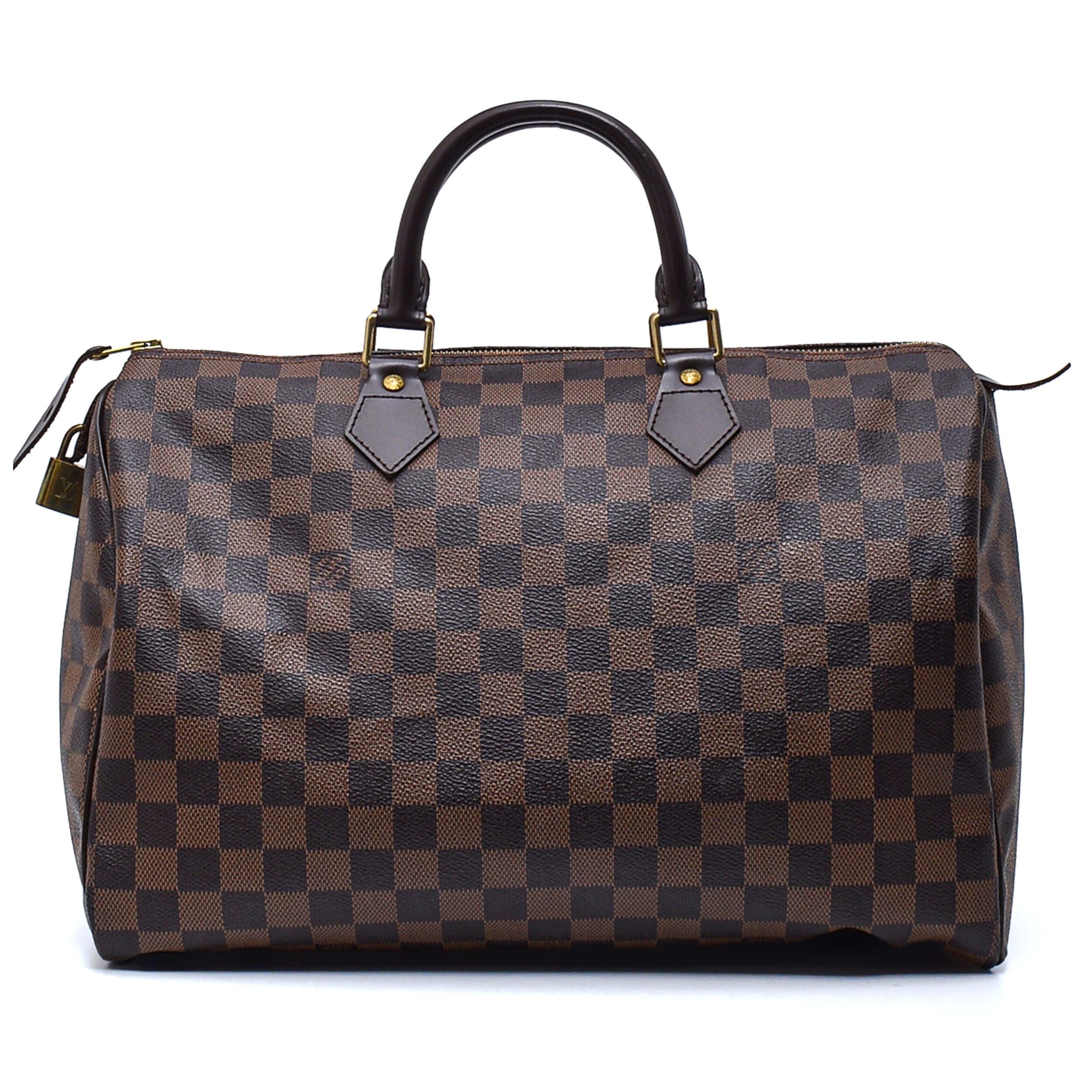 Louis Vuitton-Damier Ebene Canvas Speedy 35 Bag